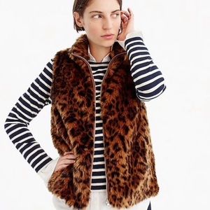 J. Crew Faux Fur Leopard Print Vest